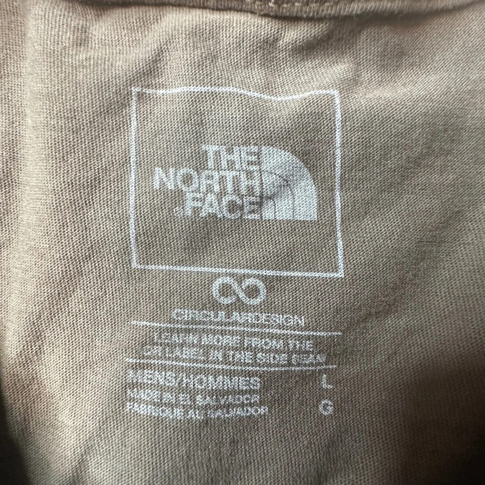 The North Face T-Shirt Mens L Brown Box Logo Short Sleeve Circular Design Cotton